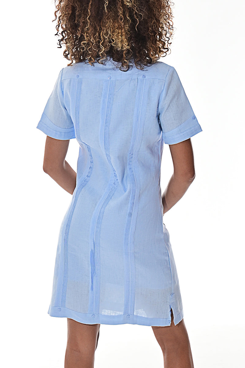 Ladies 100% Soft Linen Traditional (4) Pocket Guayabera Dress in (5) Colors - LLGD3010 red / medium Ladies 100% Soft Linen Traditional (4) Pocket Guayabera Dress in (5) Colors - LLGD3010 red / medium