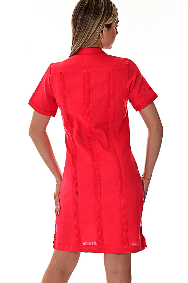 Ladies 100% Soft Linen Traditional (4) Pocket Guayabera Dress in (5) C – LinenGuayabera.com Ladies 100% Soft Linen Traditional (4) Pocket Guayabera Dress in (5) C – LinenGuayabera.com