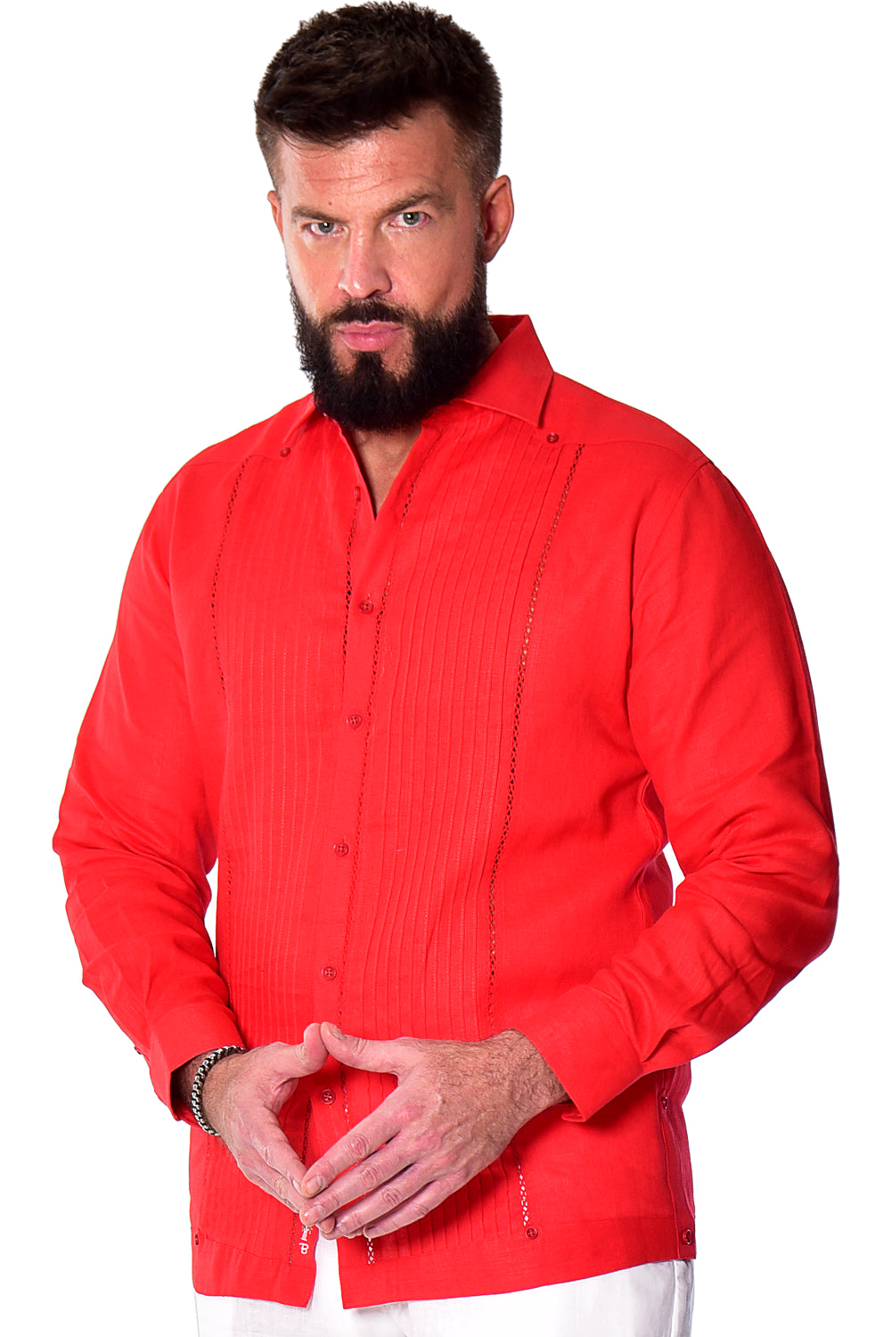 Bohio Guayabera Shirt Long Sleeve (Red) MLFG2025