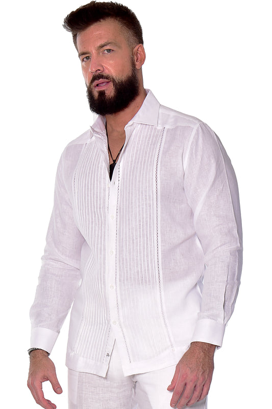 Bohio Guayabera Shirt Long Sleeve (White) MLFG2025