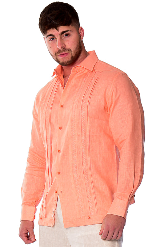 Bohio Guayabera Shirt Long Sleeve (Salmon) MLFG2026