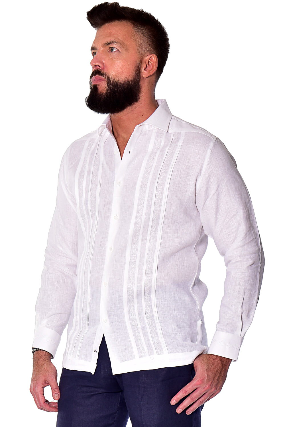 Bohio Guayabera Shirt Long Sleeve (White) MLFG2026