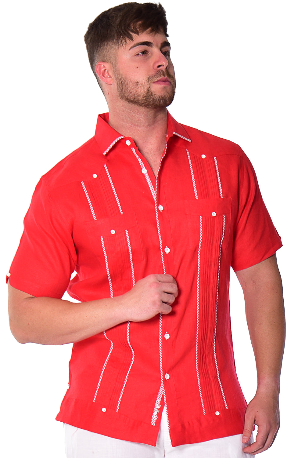 Bohio Guayabera Shirt Short Sleeve (Red) MLFG2028