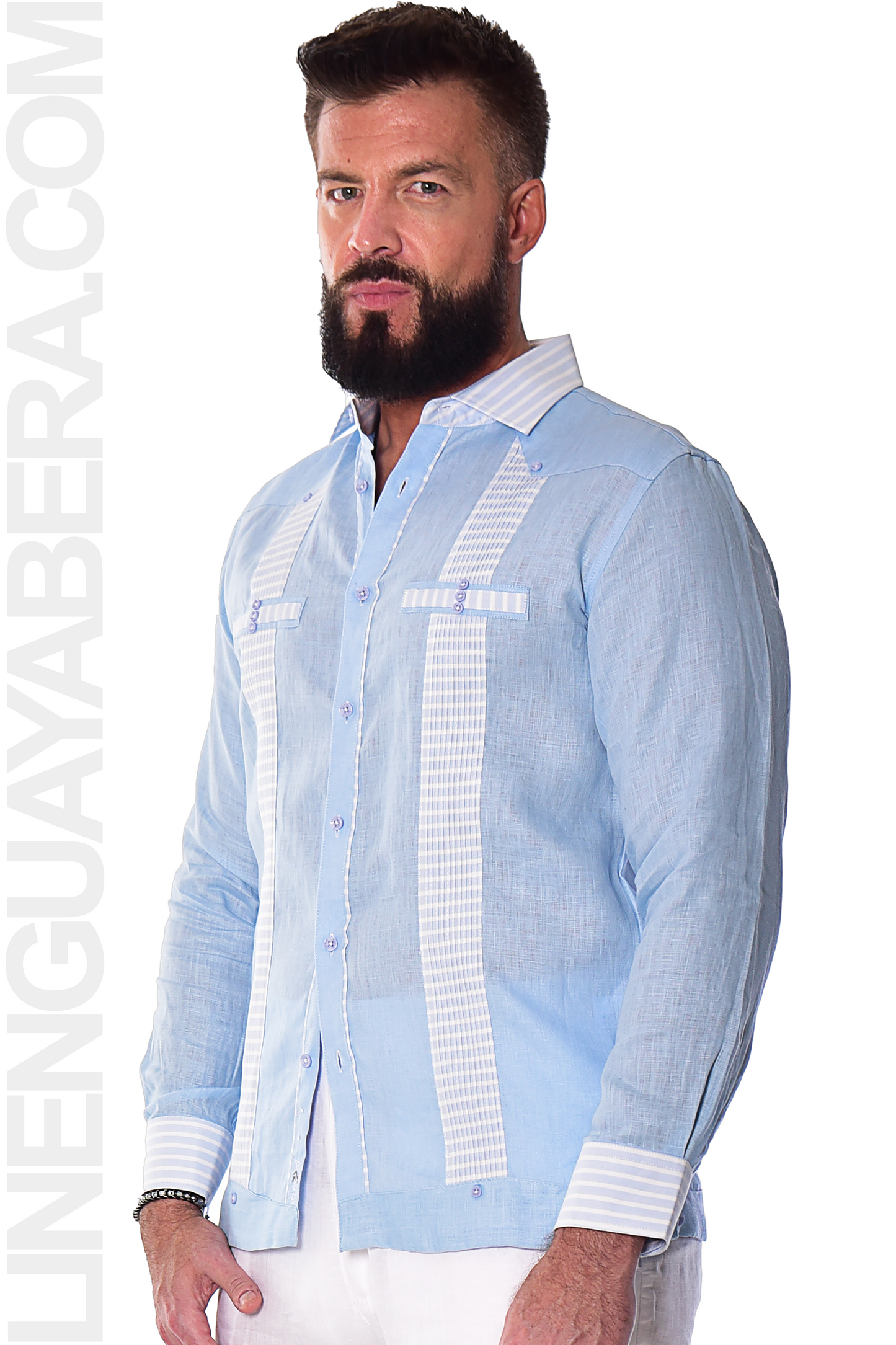 Bohio Guayabera Shirt Long Sleeve (Light Blue) MLFG2029