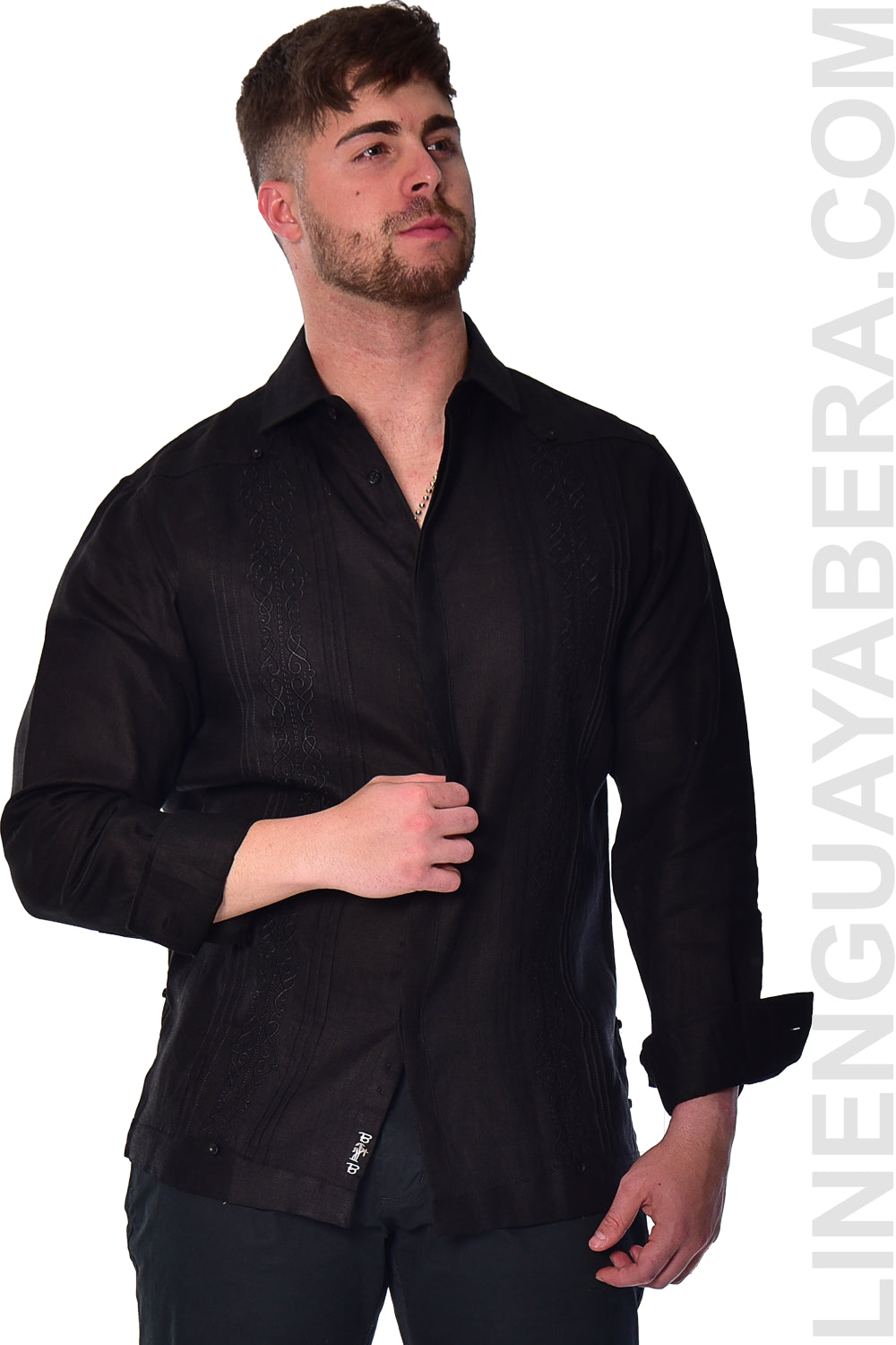 Bohio Guayabera Shirt Long Sleeve (Black) MLFG2030