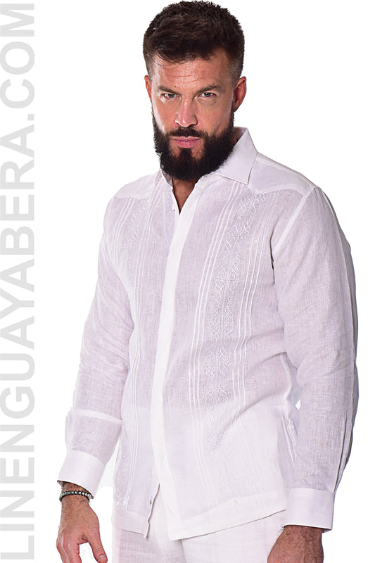 Bohio Guayabera Shirt Long Sleeve (White) MLFG2030